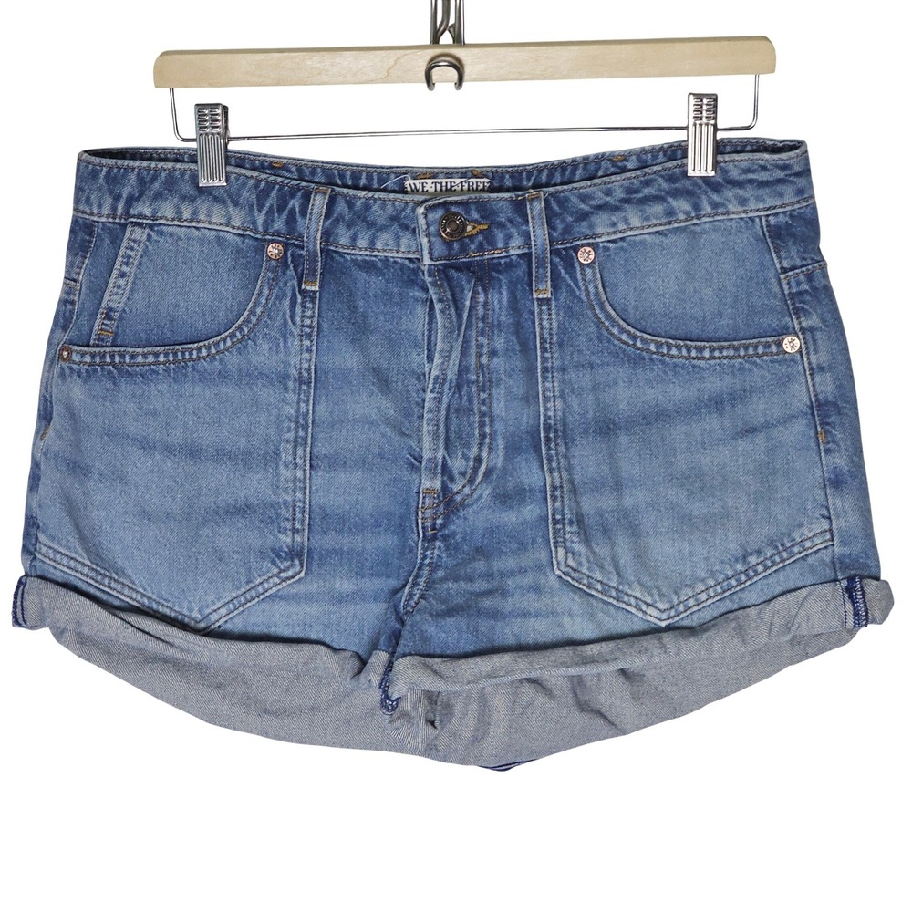 We The Free Free People‎ Denim Shorts Medium Wash Button Fly Cuffed 30 Festival